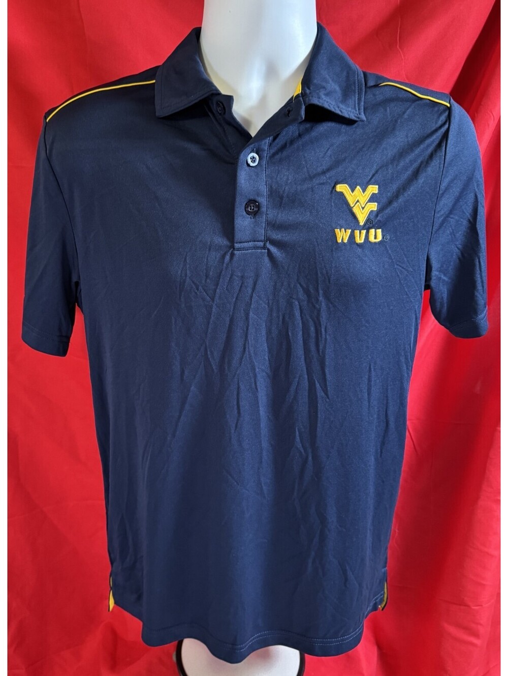 Colosseum West Virginia University (WVU) Mountaineers Navy Promo Polo Mens S NEW